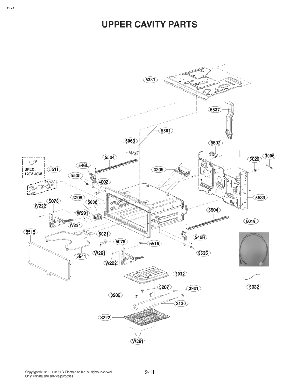 Upper Cavity Parts Diagram and Parts List for FD1784LS ABDLLGA LG Range