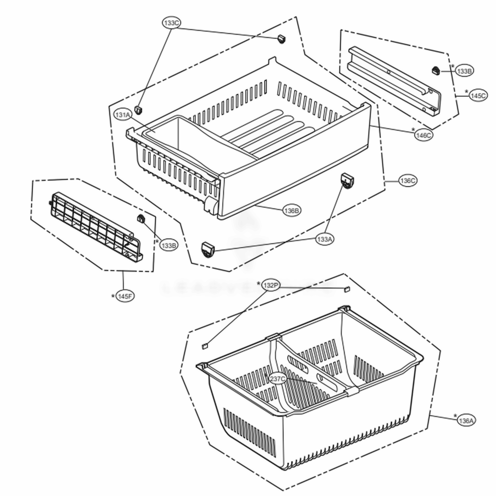 Freezer Parts Diagram and Parts List for LFXS28968S ASTCNA4 LG Refrigerator