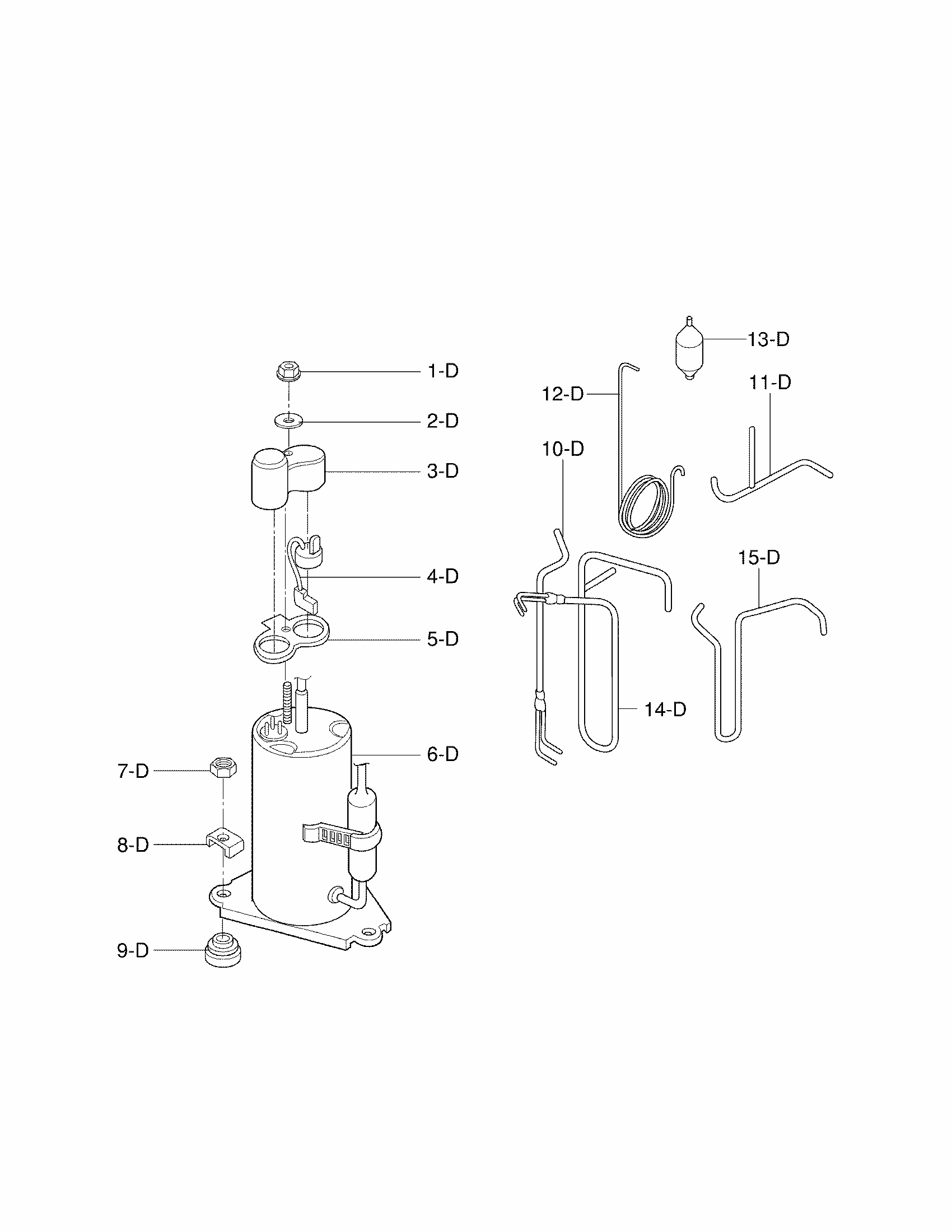 Compressor Parts Diagram and Parts List for 58072056200  Kenmore Air Conditioner
