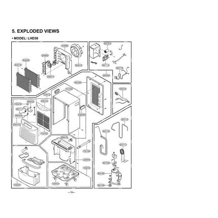 Section Diagram and Parts List for LHD30EL AWYAHDP LG Dehumidifier