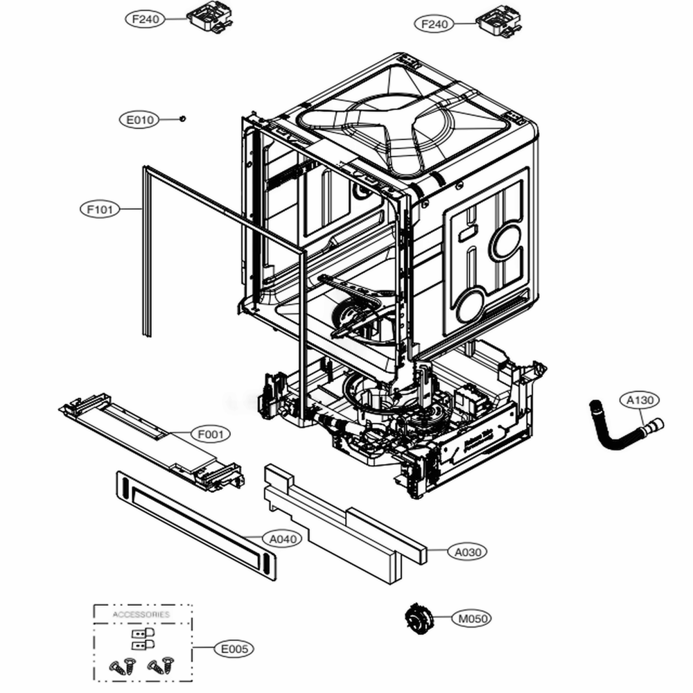 Main Diagram and Parts List for LDT7808BM ABMESNA LG Dishwasher