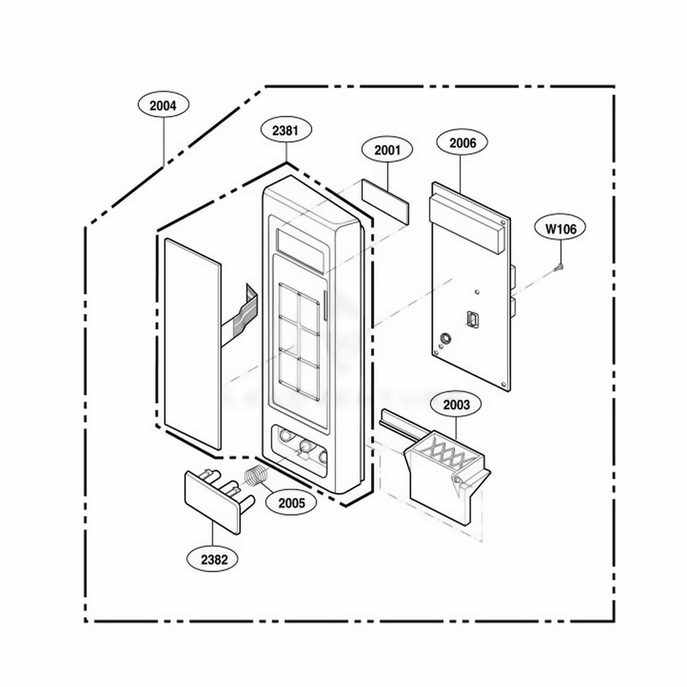 Control Panel Parts 2 Diagram and Parts List for 62252 CWHESEA LG Wall Oven