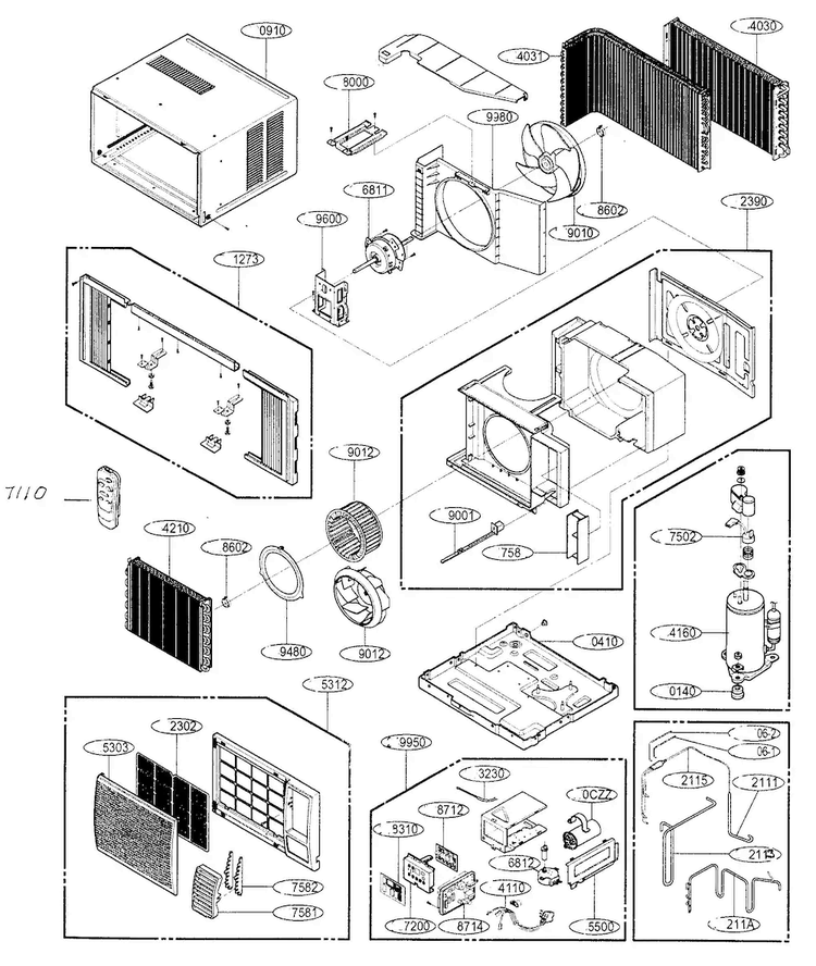 Cabinet Parts Diagram and Parts List for HBLG1200R  LG Air Conditioner