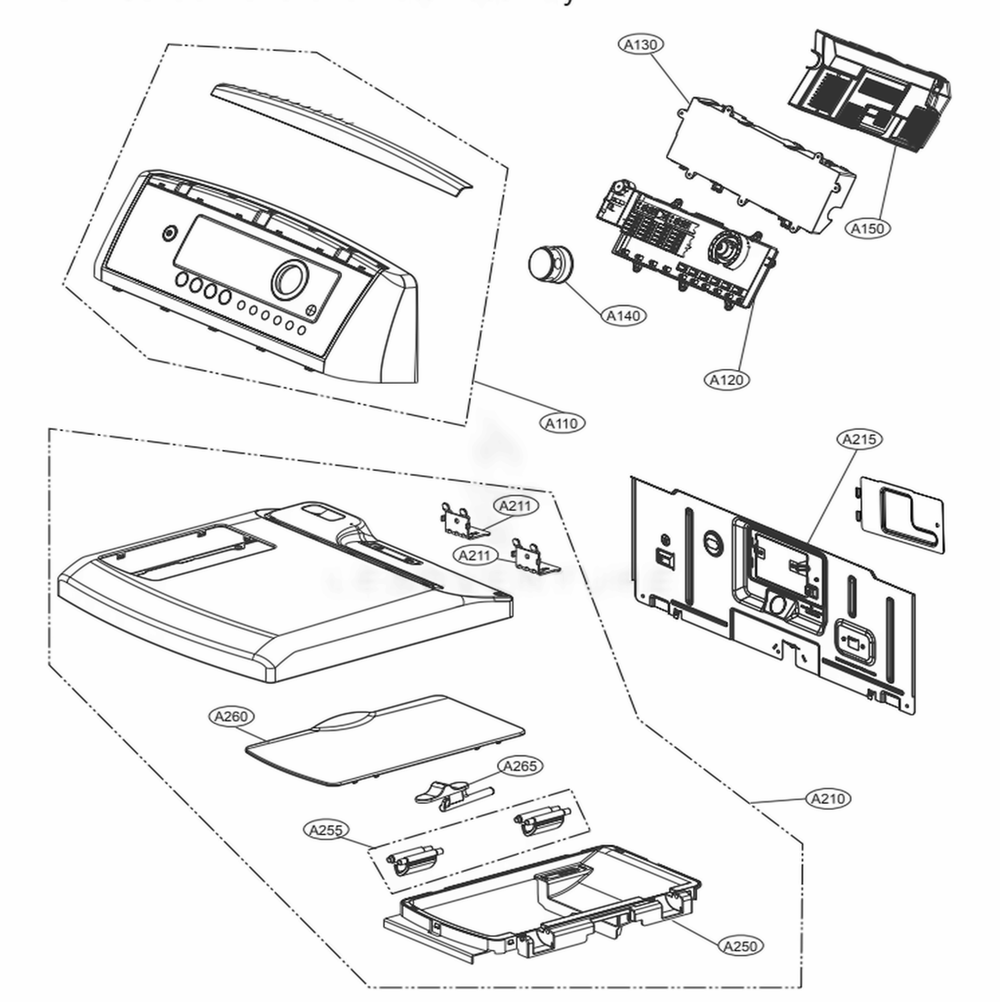 Control Panel And Plate Assembly Diagram and Parts List for DLGX5681WE ABWEEUS LG Dryer
