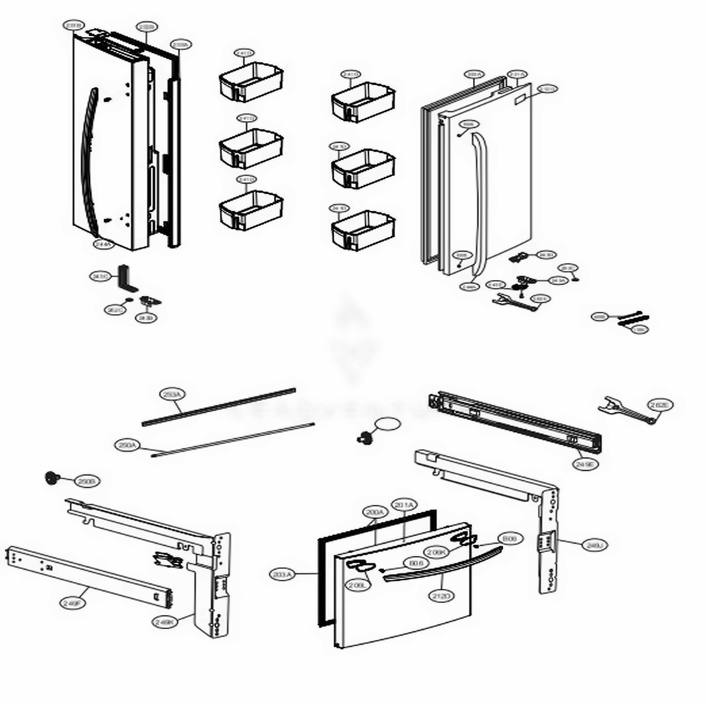 Door Parts Diagram and Parts List for LFCS28768S ASTCNA2 LG Refrigerator