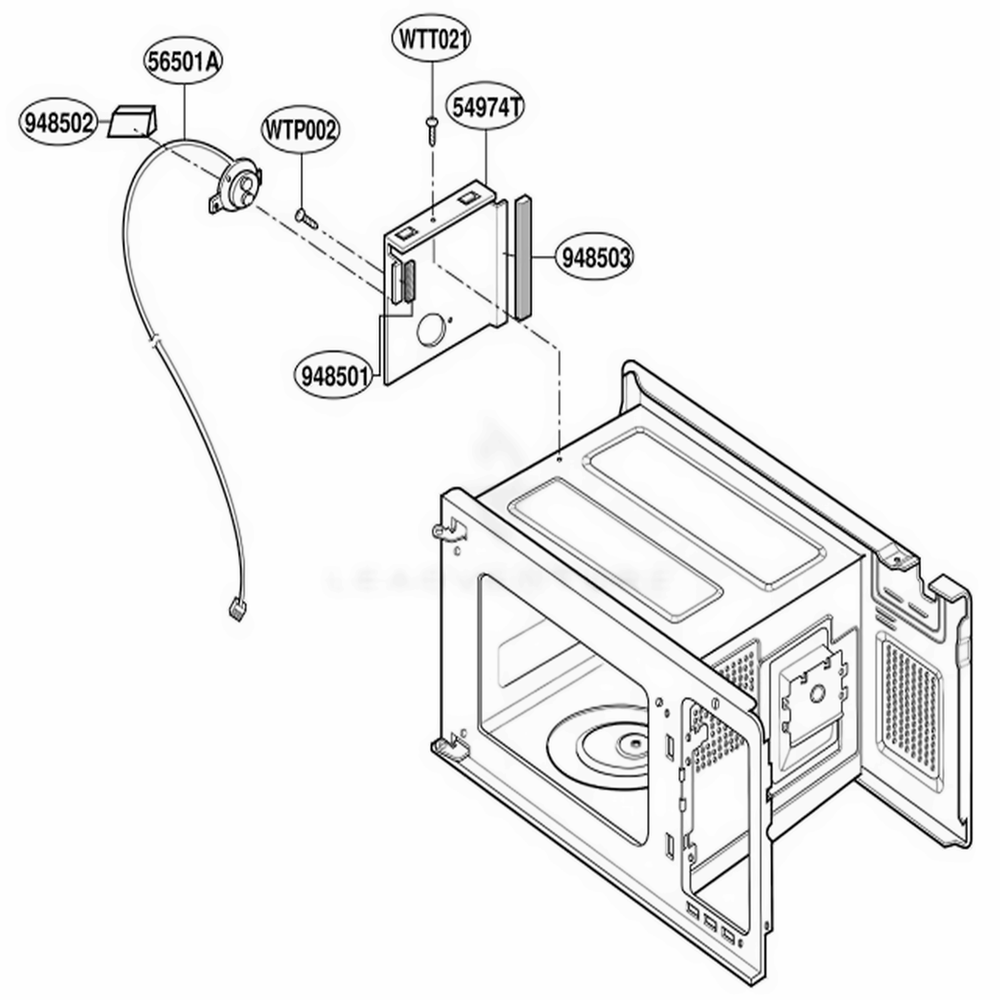 Sensor Parts Diagram and Parts List for MT1135SGB SGEWRP LG Range