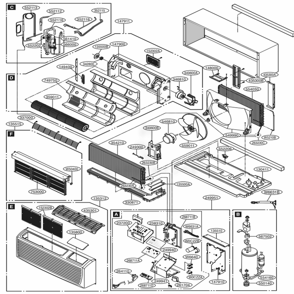 Main Diagram and Parts List for LP156HD3A ASBBEUS LG Air Conditioner