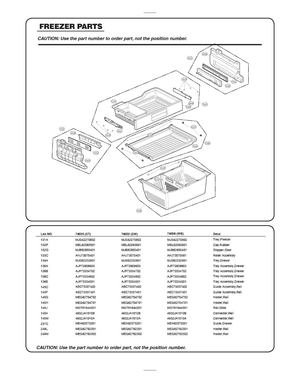 Freezer Parts Diagram and Parts List for GR-J318LSTM ASTCSE2 LG Refrigerator