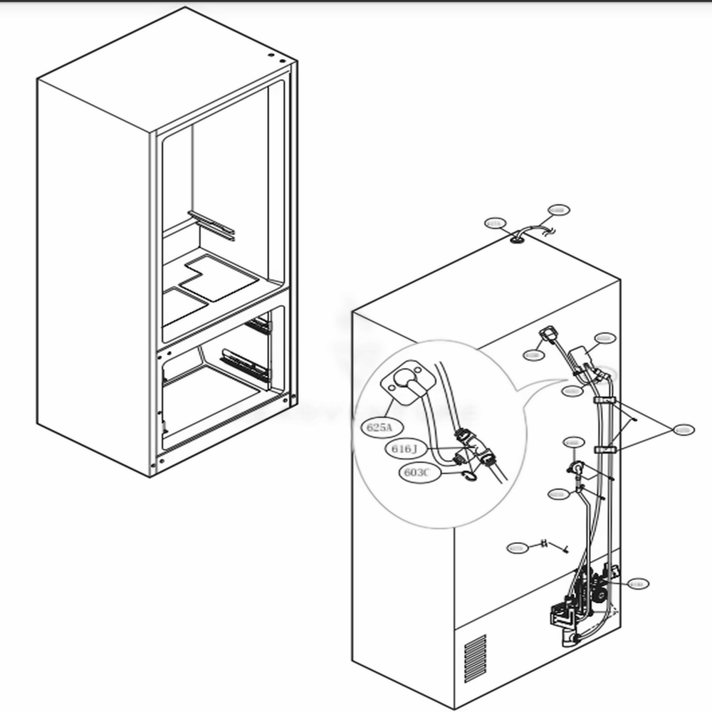 Valve And Water Tube Parts Diagram and Parts List for LFXS26566M AMTCNA0 LG Refrigerator