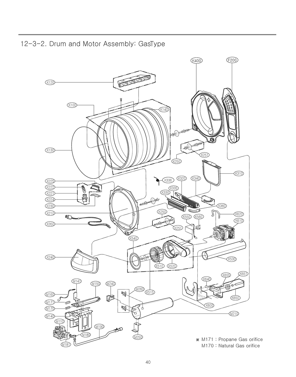 Drum And Motor Assembly Diagram and Parts List for RN1385A ABWEEUS LG Dryer