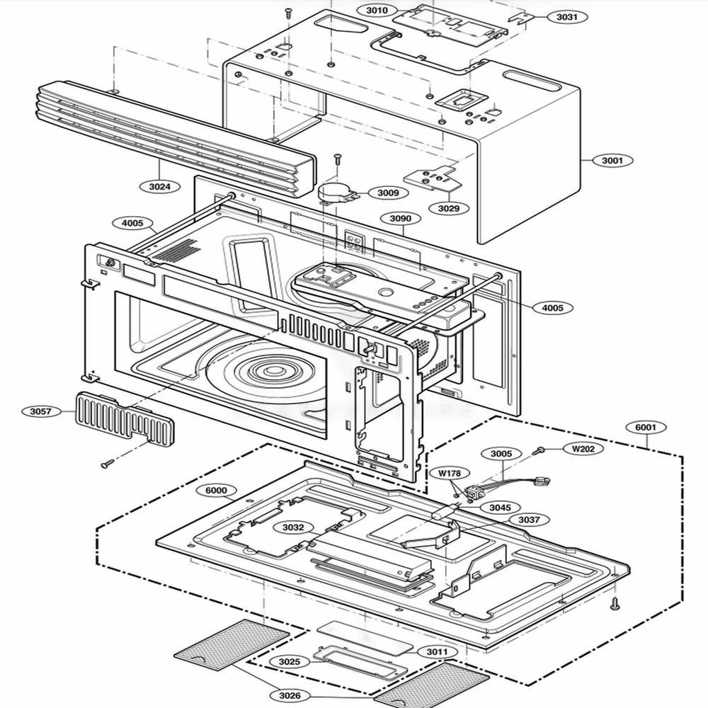 Oven Cavity Parts Diagram and Parts List for DOTRC17SSC ASBEDOC LG Range