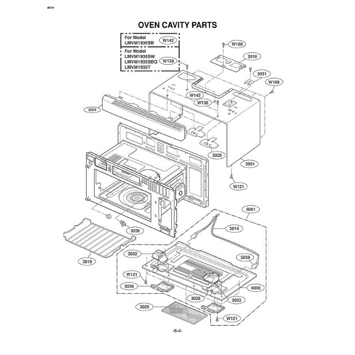 Section 1 Diagram and Parts List for LMVM1935SB AB1ELGA LG Microwave Oven Combo