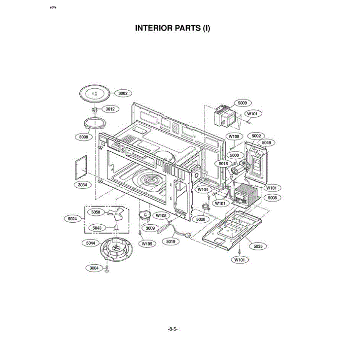 Section 6 Diagram and Parts List for LMV1825SB ABKELGA LG Microwave Oven Combo
