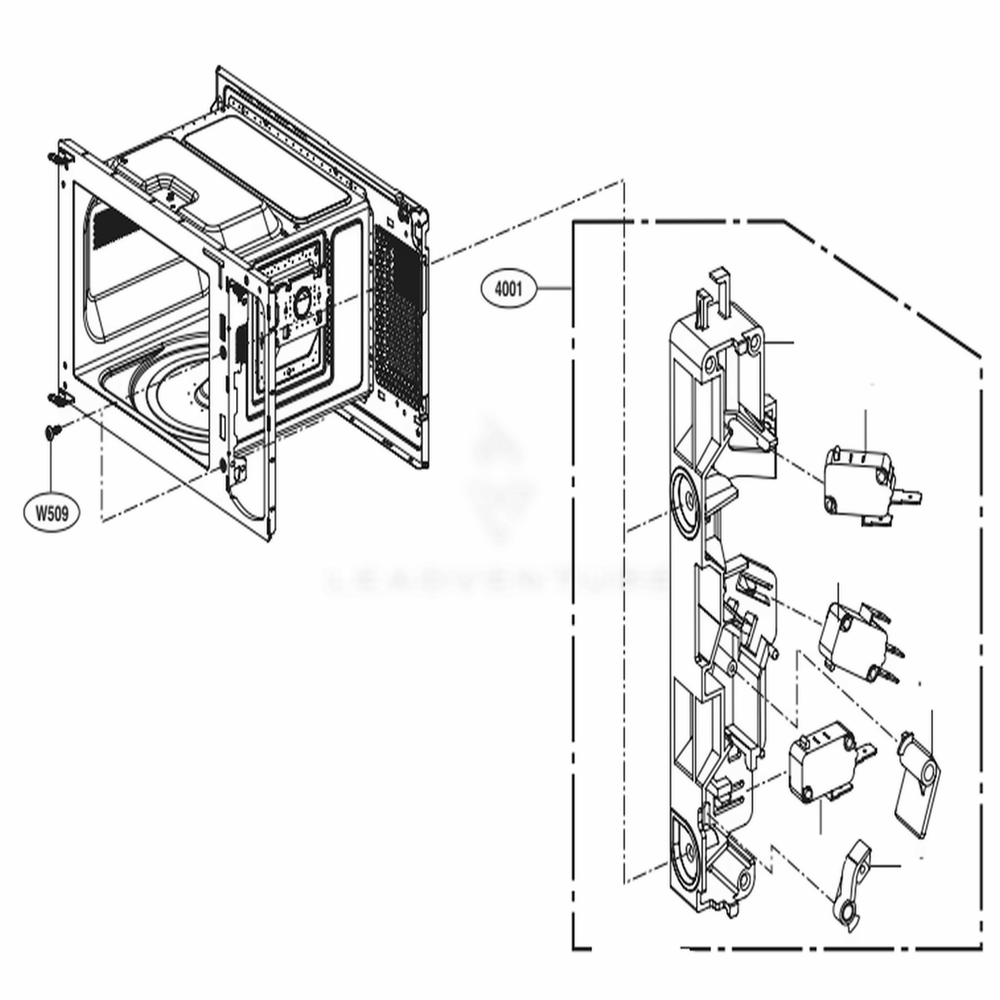 Latch Board Parts Diagram and Parts List for LMC1575BD CB5EBBY LG Microwave