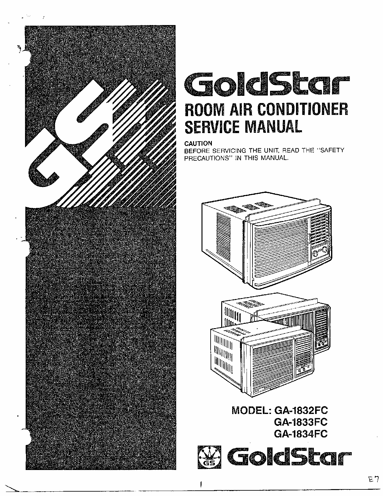 Goldstar Room Air Conditioner Cover Diagram and Parts List for GA-1834FC  LG Air Conditioner