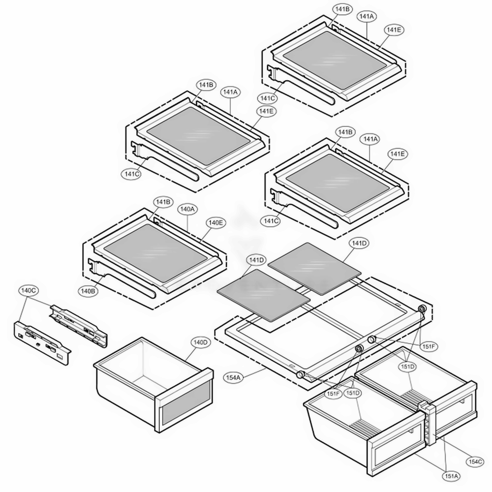 Refrigerator Parts Diagram and Parts List for 78509 AWBCSER LG Refrigerator