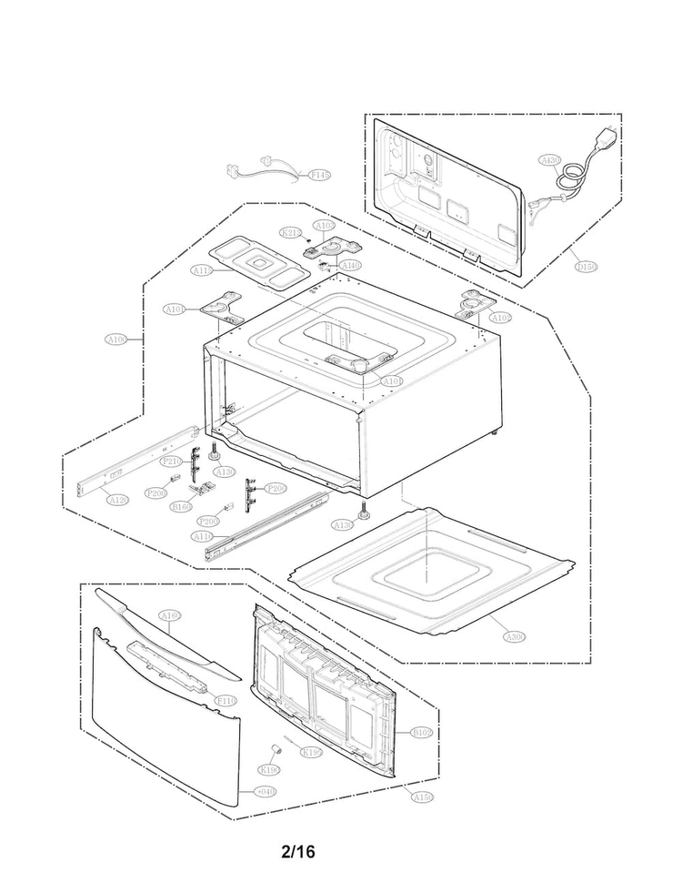 Outer Case Parts Diagram and Parts List for WD100CV  LG Washer