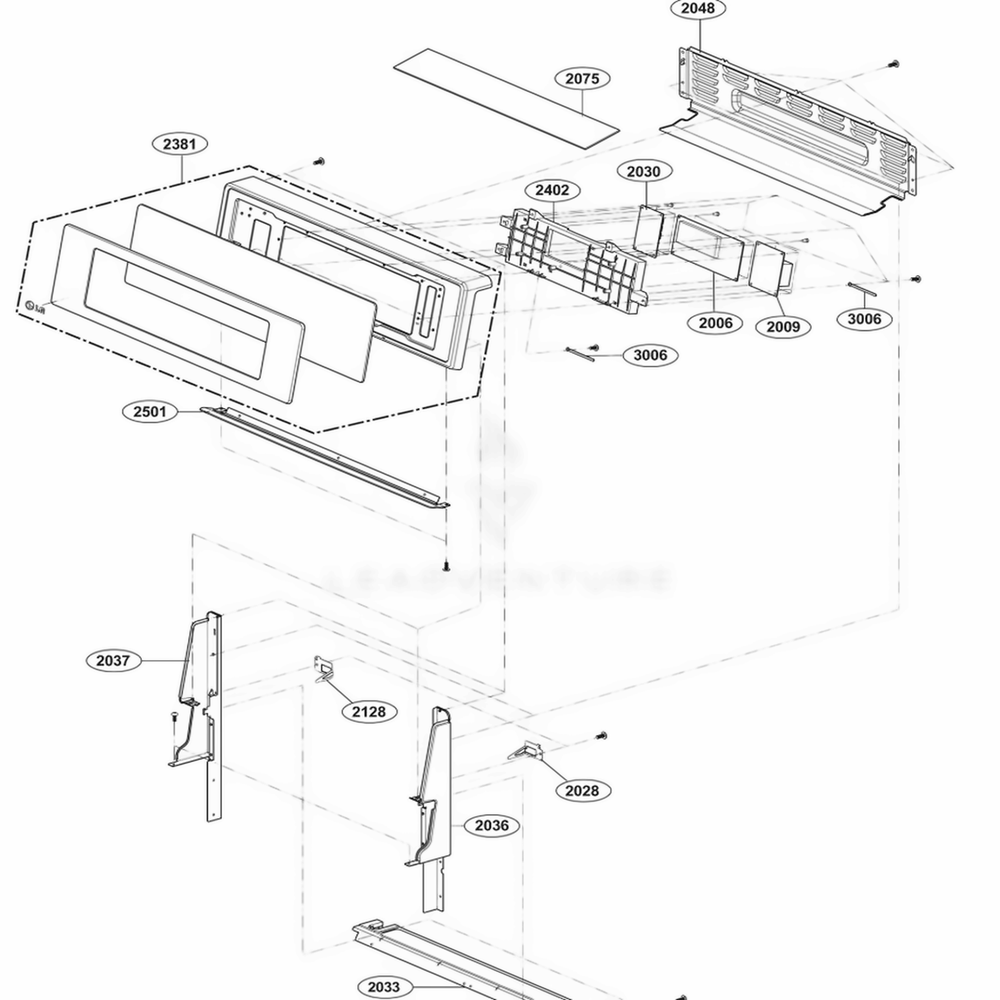 Controller Parts Diagram and Parts List for LRG3095SW FW2ELGA LG Range