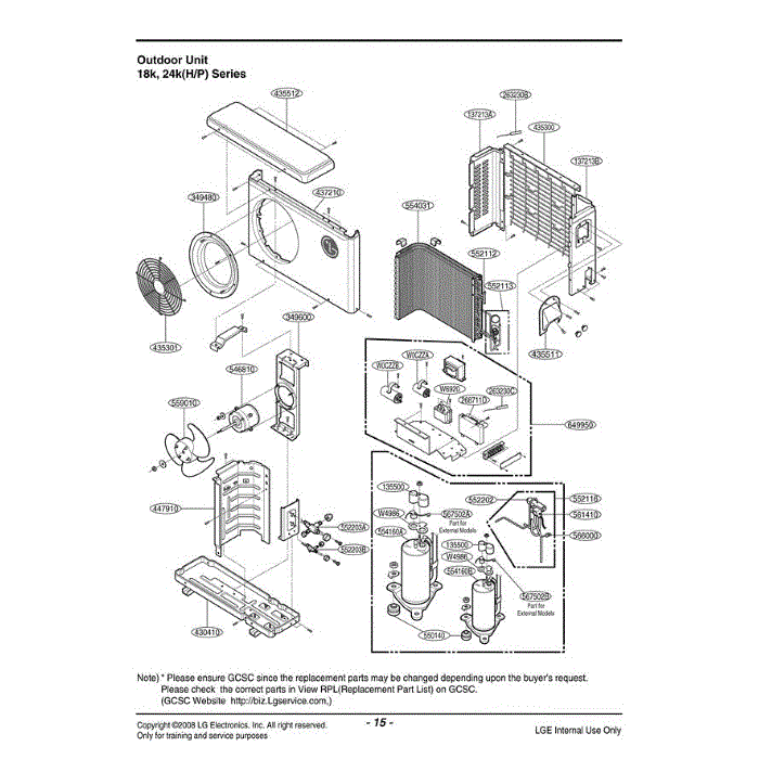 Section Diagram and Parts List for LSU242HE AWHBEUS LG Air Conditioner