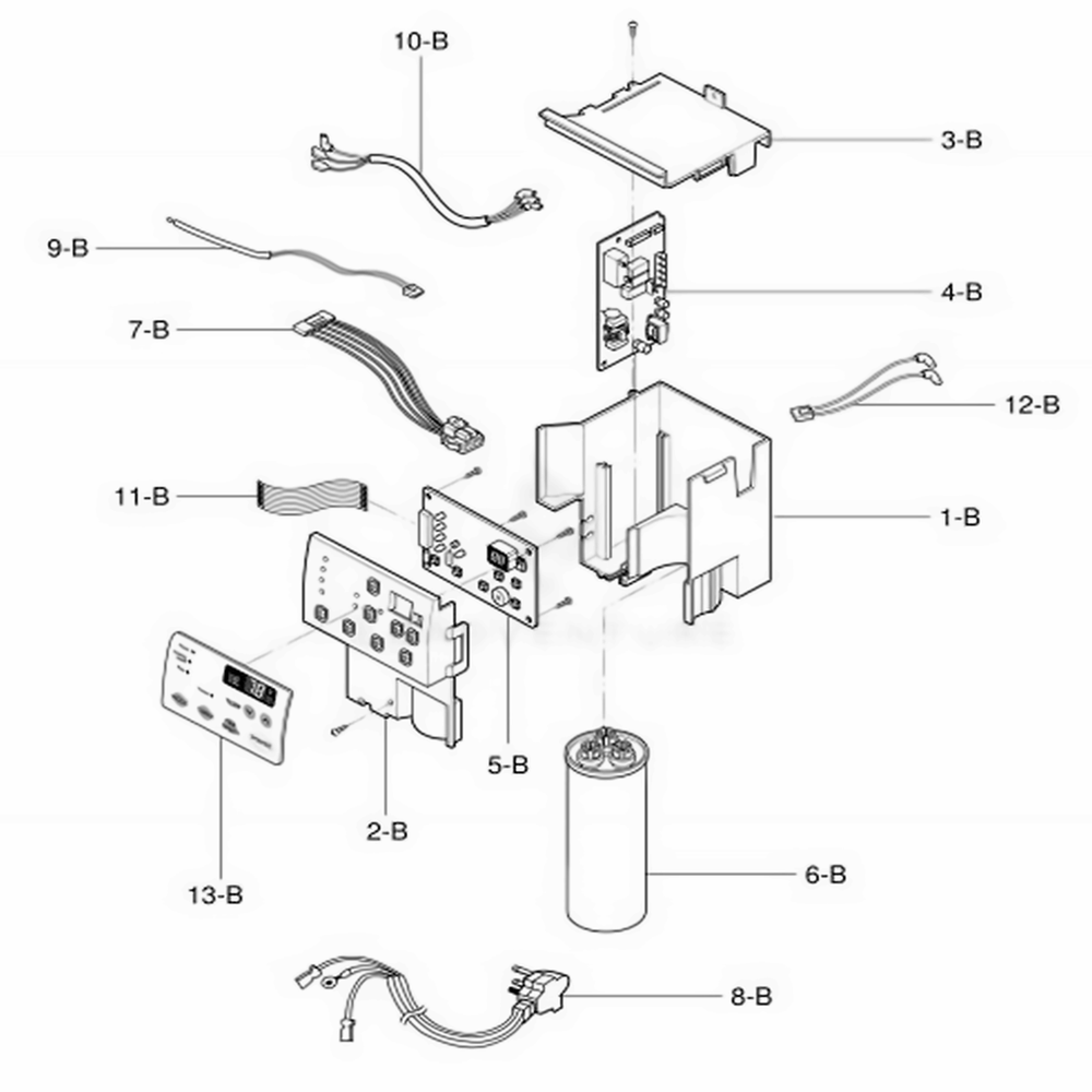 Control Box Assembly Diagram and Parts List for 580 AWYBSRU LG Air Conditioner