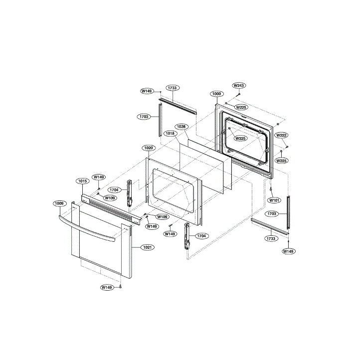 Door Diagram and Parts List for LRE3012ST 00 LG Range