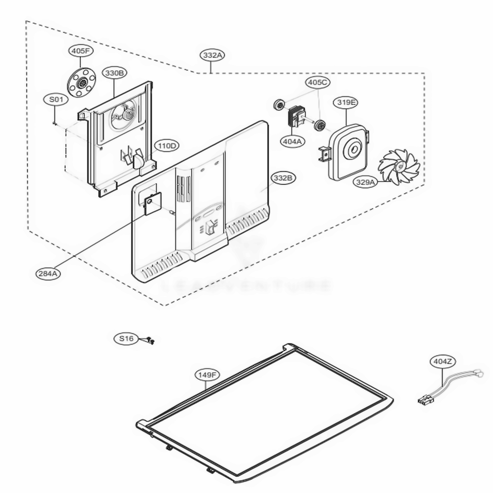 Freezer Parts Diagram and Parts List for LTCS24223S ASTCNA7 LG Refrigerator