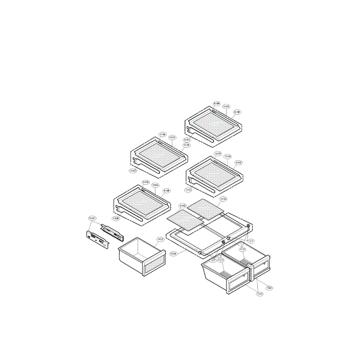 Refrigerator Compartment Diagram and Parts List for LFX25950TT 00 LG Refrigerator