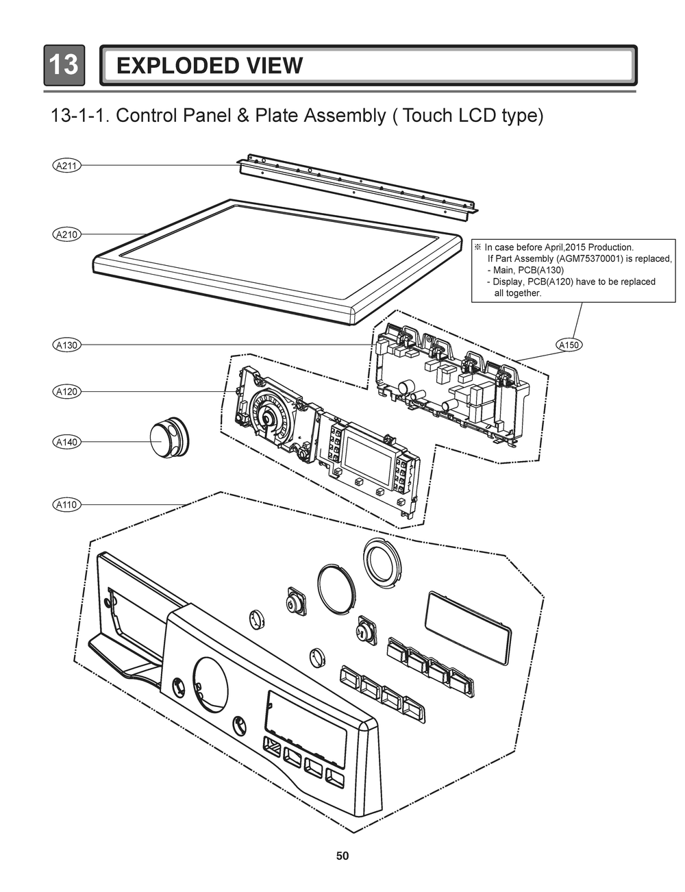 Control Panel And Plate Assembly Diagram and Parts List for RV1398ES ASSEEUS LG Dryer