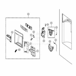 Dispenser Parts Diagram and Parts List for 74032 ASWCSE0 LG Refrigerator