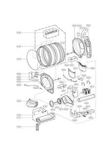 Drum And Motor Assembly Parts Diagram and Parts List for DLEX4070V  LG Dryer