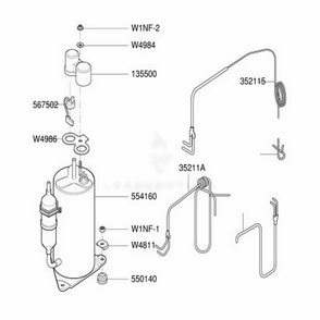 Compressor Parts Diagram and Parts List for 580 AWYBSRS LG Air Conditioner
