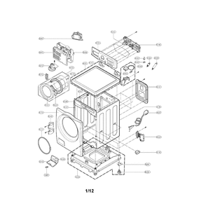 Cabinet And Control Panel Diagram and Parts List for WM2077CW 00 LG Washer