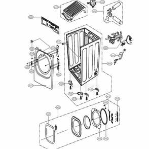 Cabinet And Door Assembly: Gas Type Diagram and Parts List for DLGX3251V ASSEEUS LG Dryer