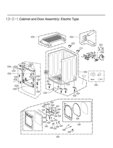 Cabinet And Door Assembly Diagram and Parts List for DLE7400WEA ABWEEUS LG Dryer