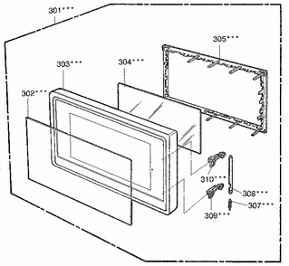 Door Diagram and Parts List for 7218922281  Kenmore Microwave