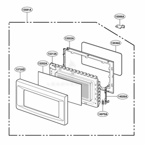 Door Parts Diagram and Parts List for KCMS1555RWH CW1EKAD LG Wall Oven