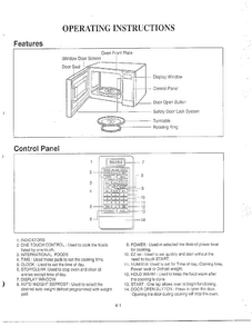 Operating Instructions Diagram and Parts List for MA-1273M  LG Microwave