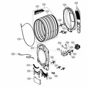 Drum And Motor Assembly Diagram and Parts List for TCD1870CGG ASSEELC LG Dryer