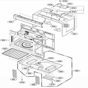 Oven Civity Parts Diagram and Parts List for 85033 CS1ESEA LG Range