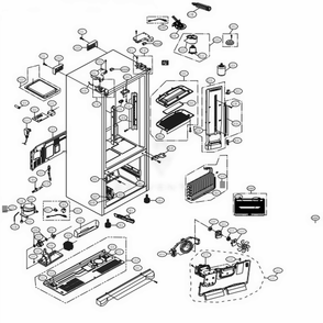 Case Parts Diagram and Parts List for LFXS24626D ASBCNA0 LG Refrigerator