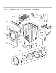 Cabinet And Door Assembly Diagram and Parts List for DLGX4081W ABWEEUS LG Dryer