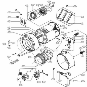 Drum And Tub Assembly Diagram and Parts List for 41283 ASTESEU LG Washer