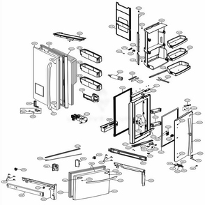 Door Parts Diagram and Parts List for LFXS30766S ASTCNA2 LG Refrigerator