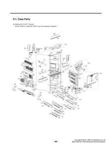 Case Parts Diagram and Parts List for GR-X30FGNGM AGRCNA0 LG Refrigerator