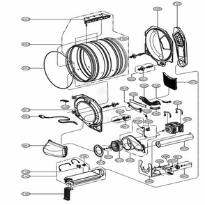 Drum And Motor Assembly-Electric Type Diagram and Parts List for GDP1329CES2 ASSEELC LG Dryer