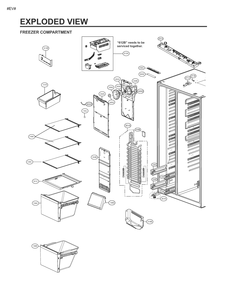 Freezer Compartment 612b Diagram and Parts List for GM-Q277SLRL APZCNA0 LG Refrigerator