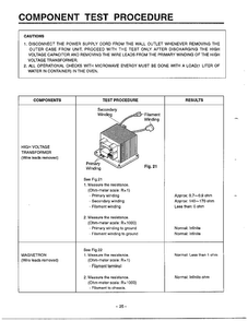Component Test Procedure Diagram and Parts List for MA-682M  LG Microwave