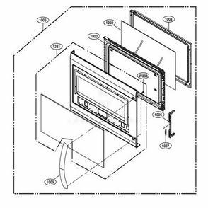 Door Parts Diagram and Parts List for LMV2031SB CBKELGA LG Microwave