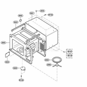 Oven Cavity Parts Diagram and Parts List for 63102301 CW1ESEA LG Range
