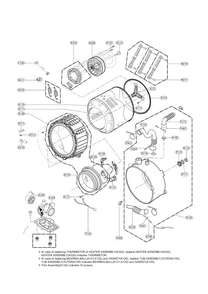 Drum Parts Diagram and Parts List for 79641162411  Kenmore Washer